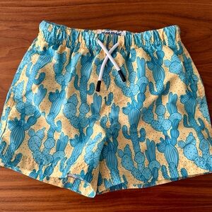 Blue and Yellow Athletic Shorts with Elastic Waistband